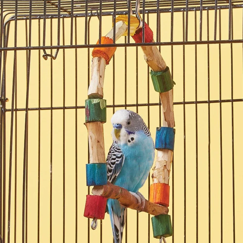 NATURAL WOOD BIRD SWING A perch for preening and pecking!
